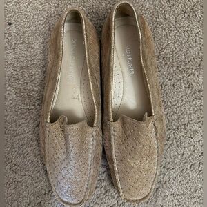 Donald Pliner Gold shimmer low heeled loafers